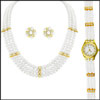3 String Pearl Necklace With A Watch -JPNFD-079 - Click here to View more details about this Product